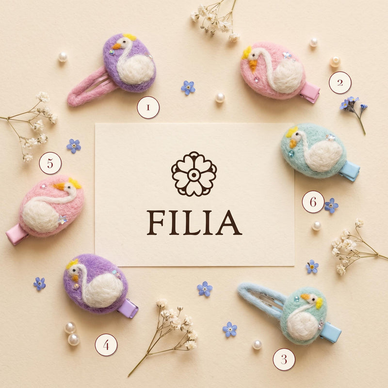 Felt Swan Princess Hair Clip Set – Pastel Crown Rhinestone for Toddler Girls | FILIA Fairytale