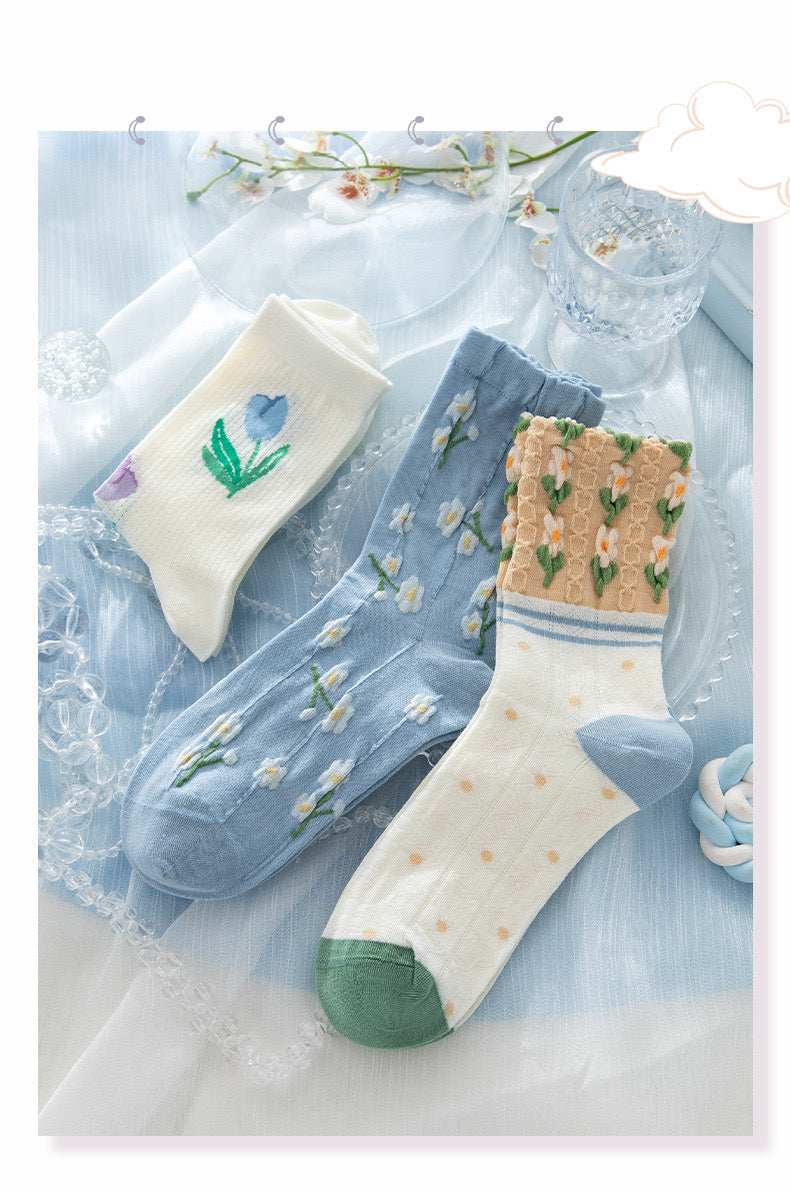 Miss June’s | Set of 3 pairs summer cotton socks| Cute | Patterned | Designed | Women | Gift Idea | Casual | Comfortable