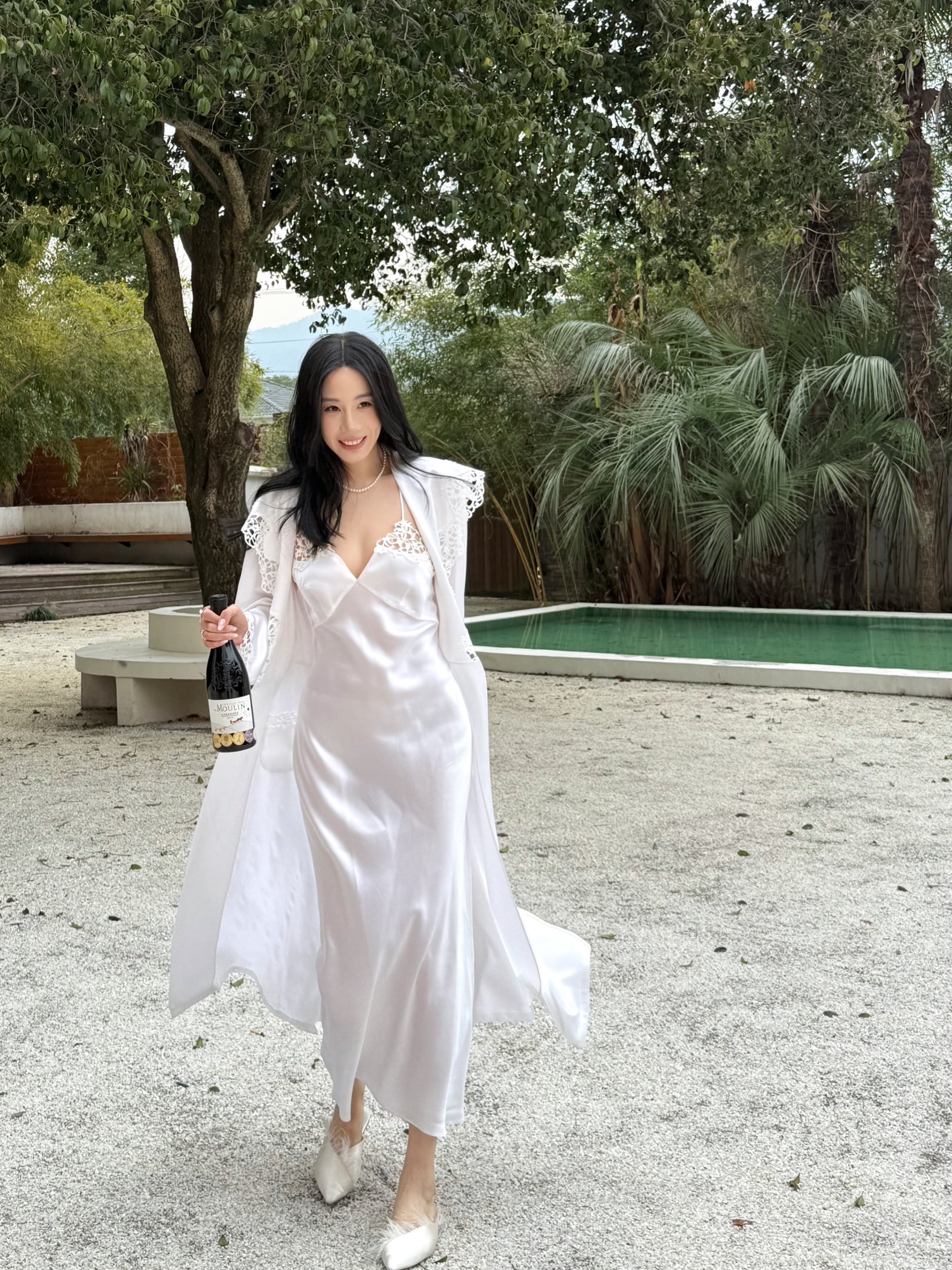 White Lace Mulberry Silk Robe and Camisole Set image 6