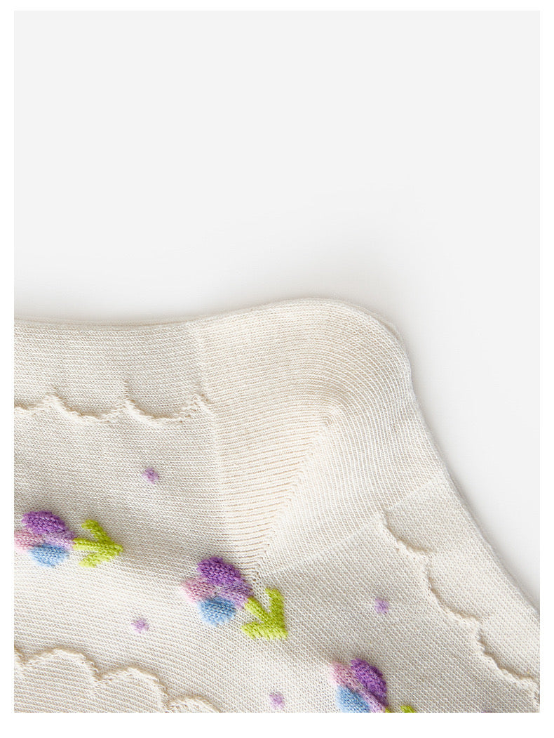 Miss June’s | Set of 5 pairs cotton socks | Cute | Pink | daily | Patterned | Designed | Women | Gift Idea | Casual | Stylish | Comfortable