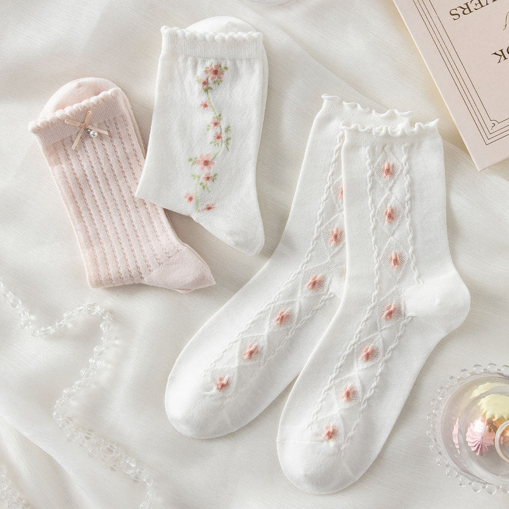 Miss June’s | Set of 3 pairs summer cotton socks| Cute | Patterned | Designed | Women | Gift Idea | Casual | Comfortable