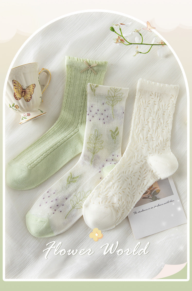 Miss June’s | Set of 3 pairs summer cotton socks| Cute | Patterned | Designed | Women | Gift Idea | Casual | Comfortable