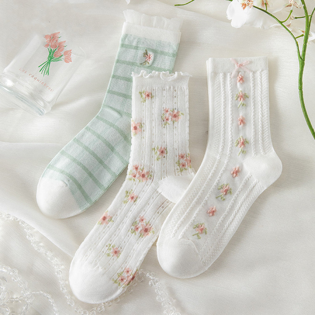 Miss June’s | Set of 3 pairs summer cotton socks| Cute | Patterned | Designed | Women | Gift Idea | Casual | Comfortable