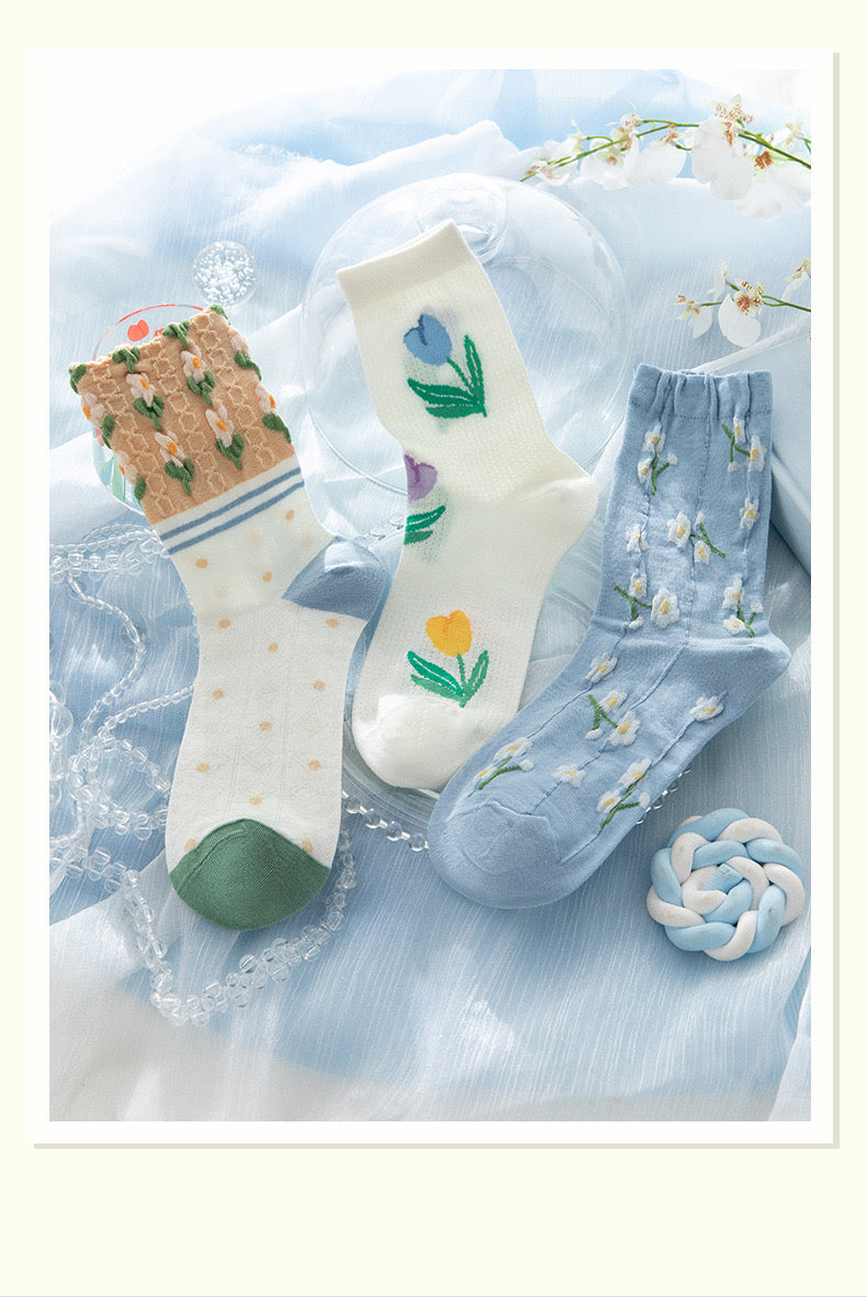 Miss June’s | Set of 3 pairs summer cotton socks| Cute | Patterned | Designed | Women | Gift Idea | Casual | Comfortable