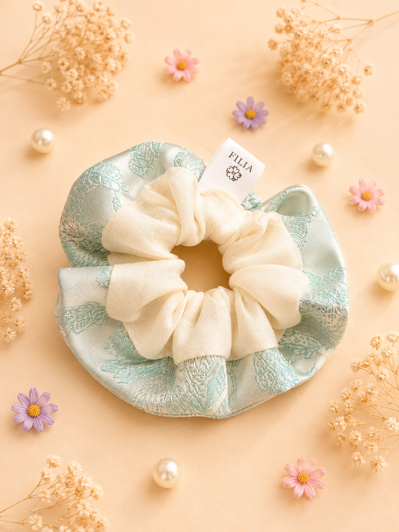 Mint Green 100% Mulberry Silk Scrunchie