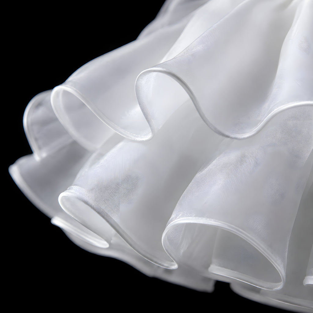 Girls White Organza Butterfly Bow Ball Gown - Flower Girl, First Birthday & Photoshoot