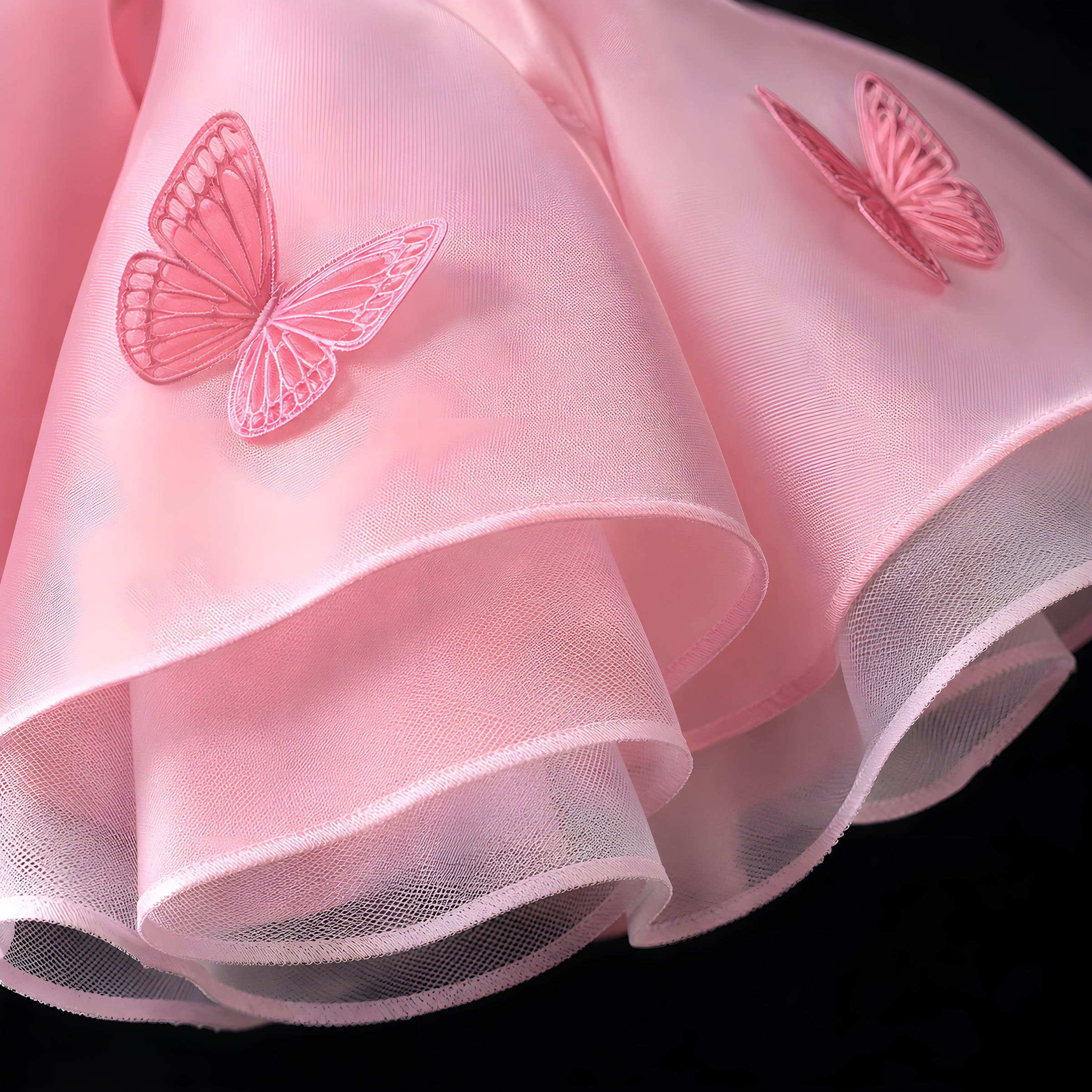 Girls Pink Organza Butterfly Wing Flower Girl Dress - First Birthday, Cake Smash & Photoshoot