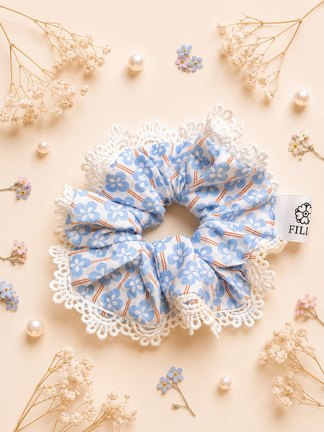 Blue Daisy Scrunchie