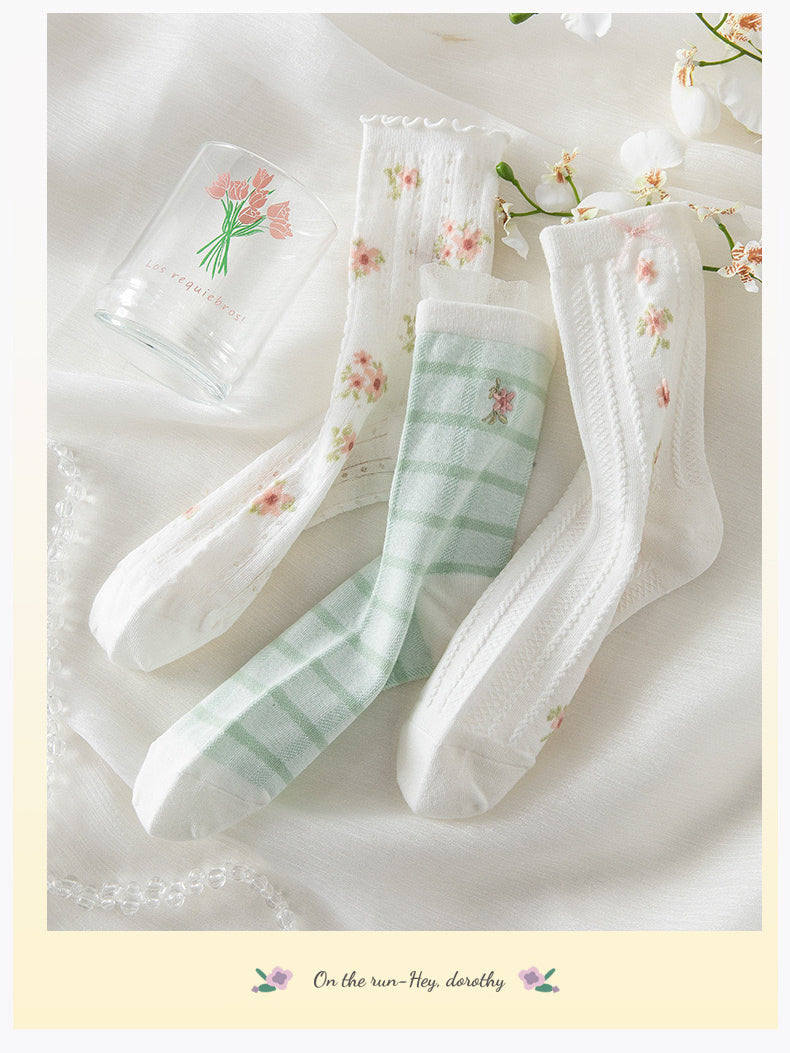 Miss June’s | Set of 3 pairs summer cotton socks| Cute | Patterned | Designed | Women | Gift Idea | Casual | Comfortable