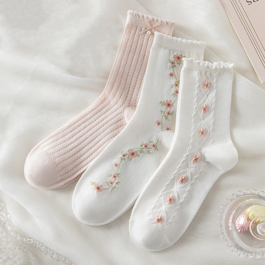 Miss June’s | Set of 3 pairs summer cotton socks| Cute | Patterned | Designed | Women | Gift Idea | Casual | Comfortable