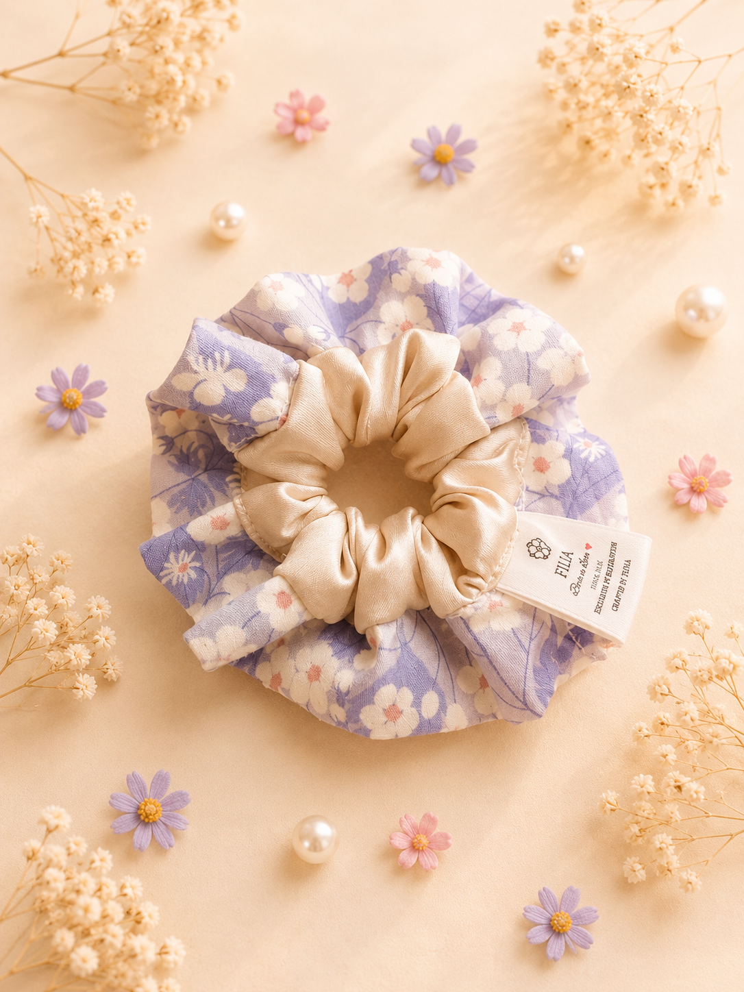 Purple Floral Scrunchie