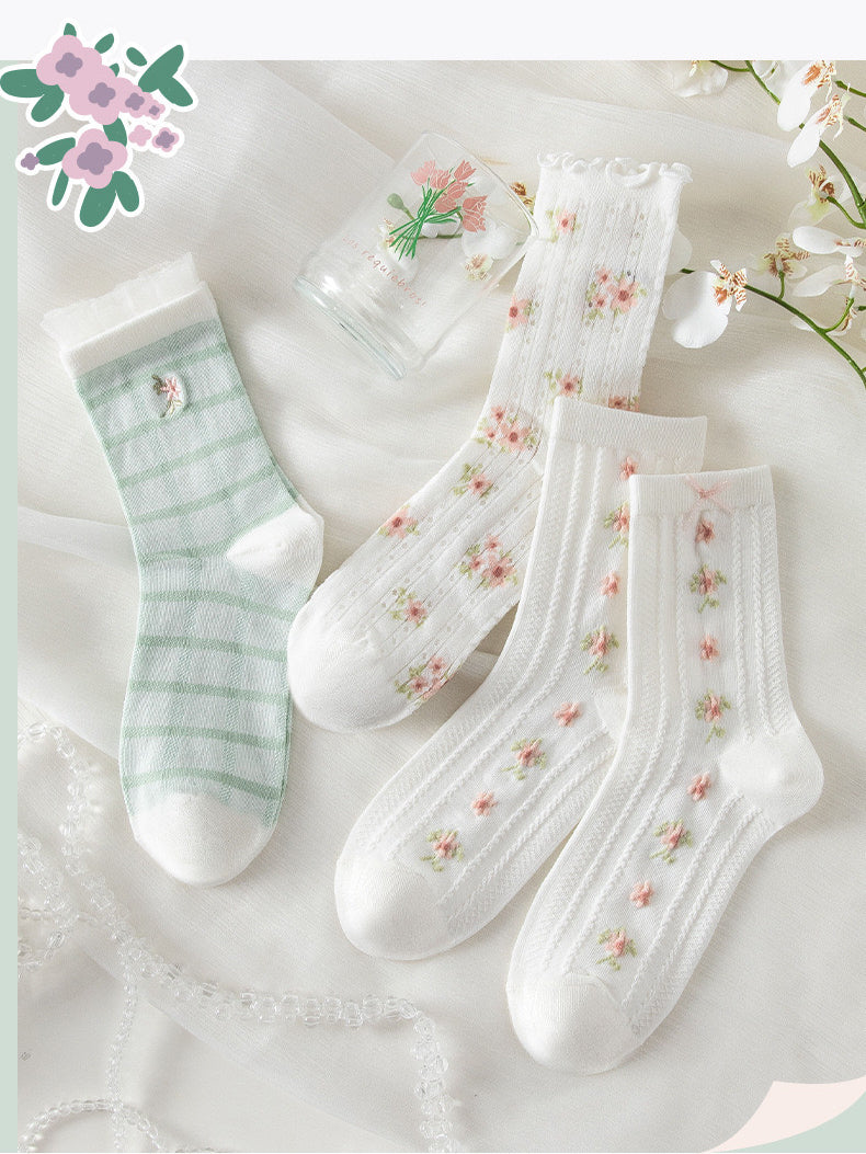 Miss June’s | Set of 3 pairs summer cotton socks| Cute | Patterned | Designed | Women | Gift Idea | Casual | Comfortable