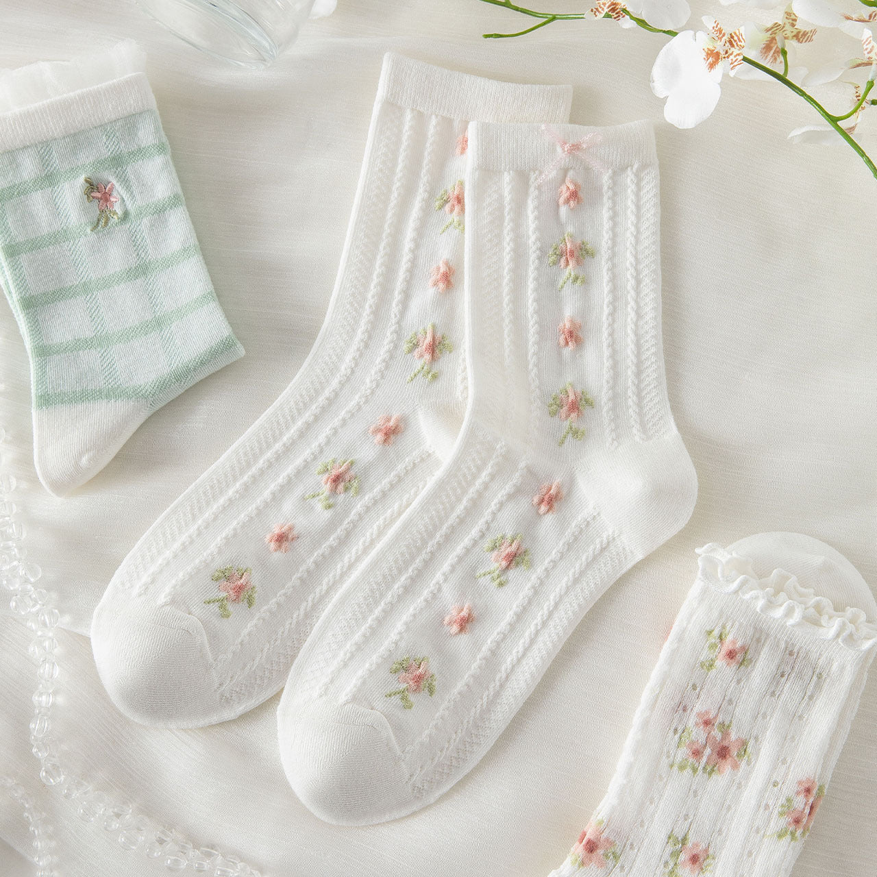 Miss June’s | Set of 3 pairs summer cotton socks| Cute | Patterned | Designed | Women | Gift Idea | Casual | Comfortable