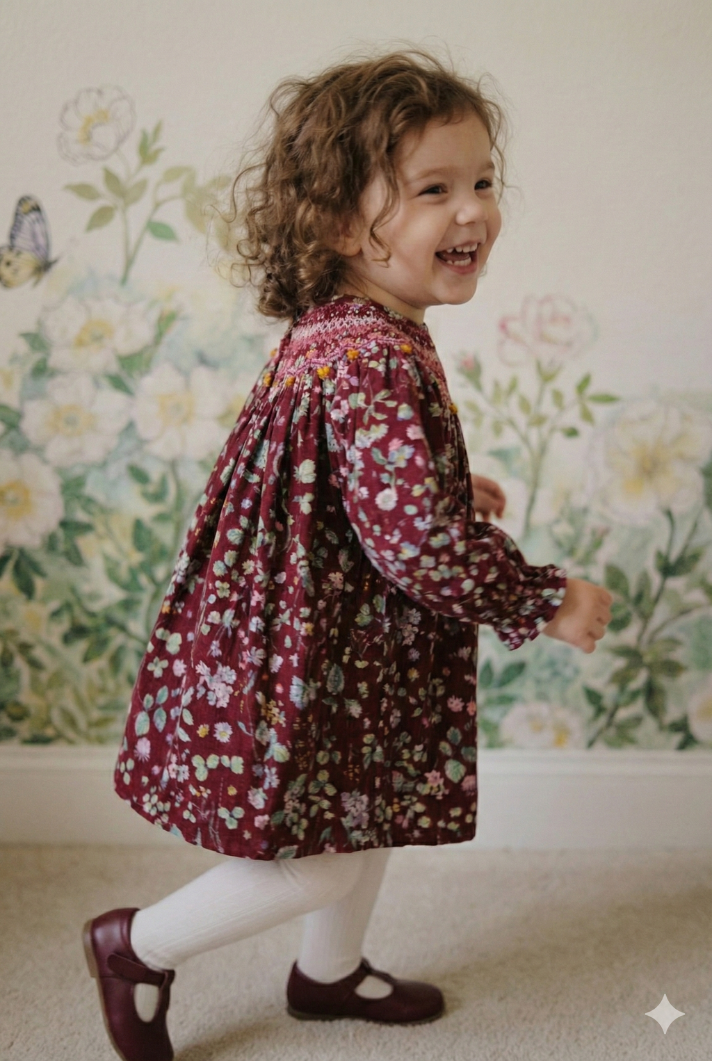 Autumn Harvest Smocked Dress – Hand Embroidered