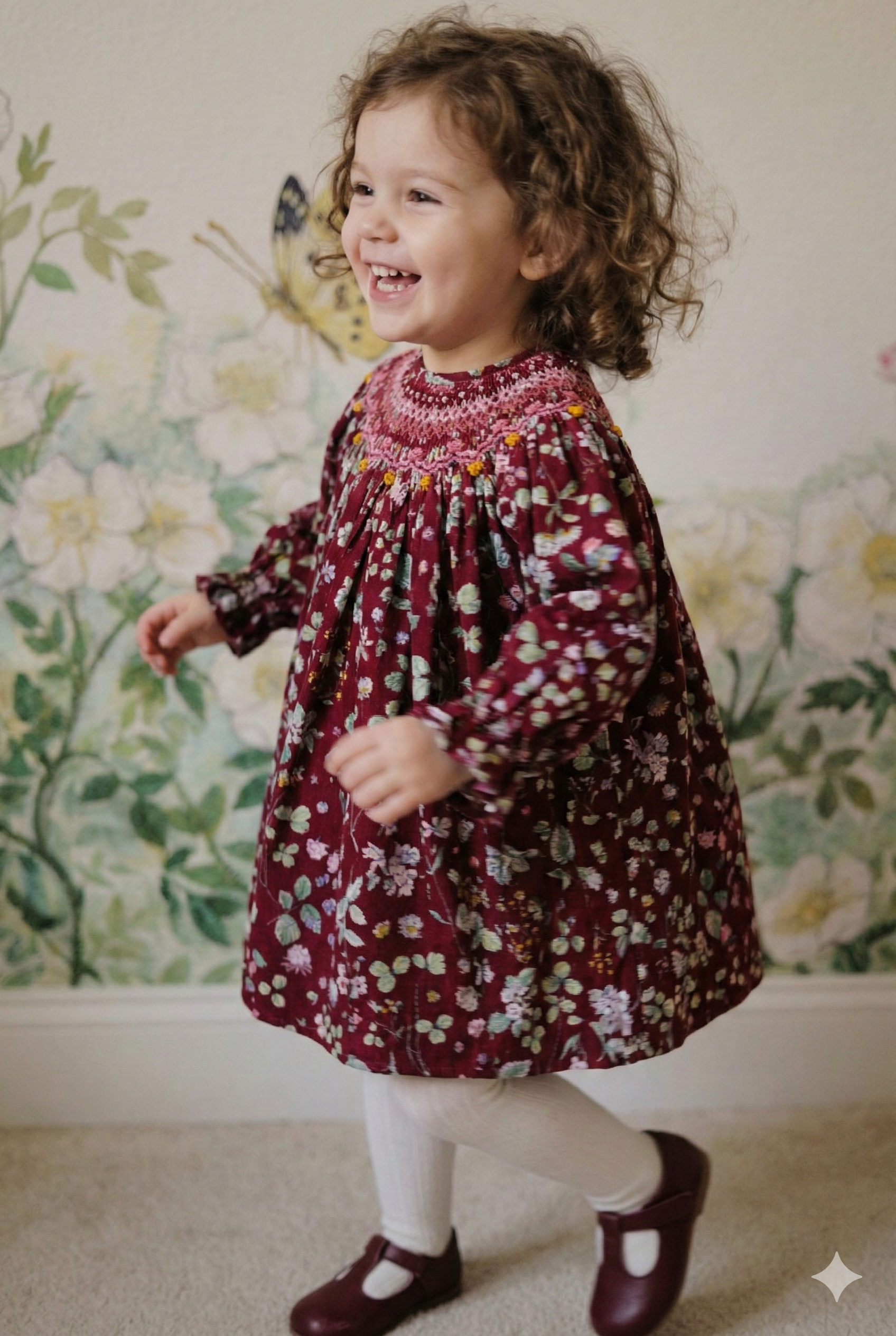 Autumn Harvest Smocked Dress – Hand Embroidered