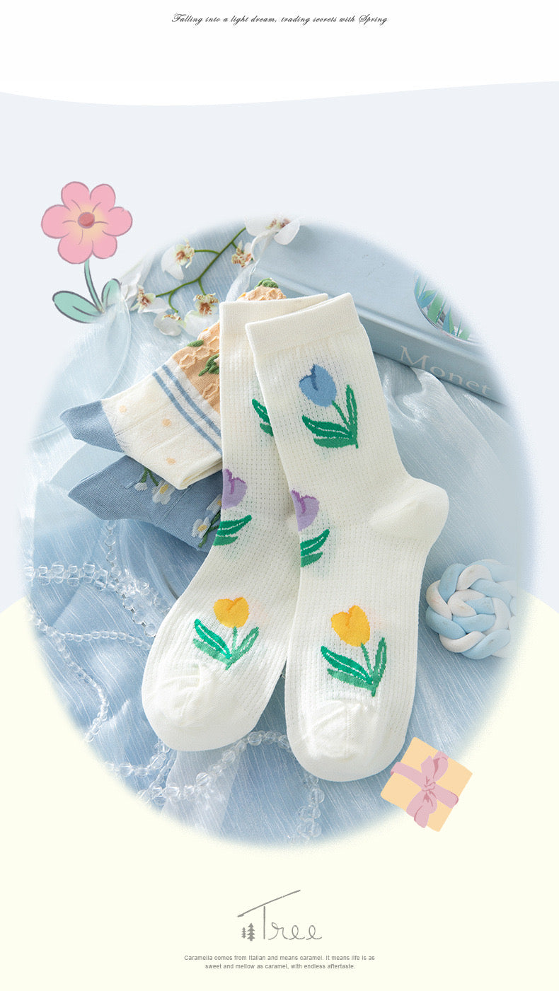Miss June’s | Set of 3 pairs summer cotton socks| Cute | Patterned | Designed | Women | Gift Idea | Casual | Comfortable
