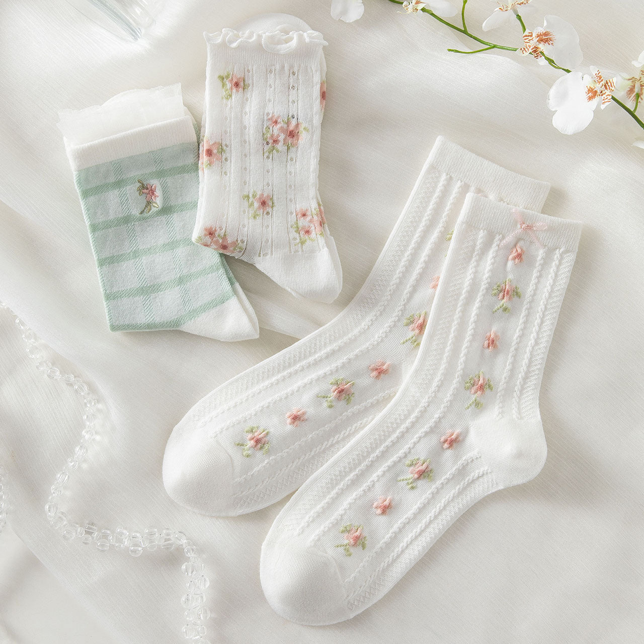 Miss June’s | Set of 3 pairs summer cotton socks| Cute | Patterned | Designed | Women | Gift Idea | Casual | Comfortable