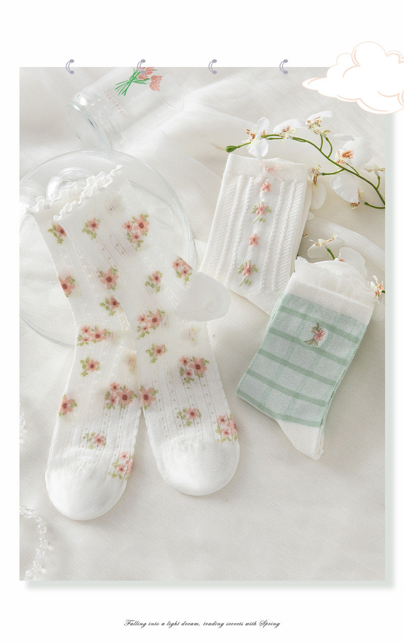 Miss June’s | Set of 3 pairs summer cotton socks| Cute | Patterned | Designed | Women | Gift Idea | Casual | Comfortable