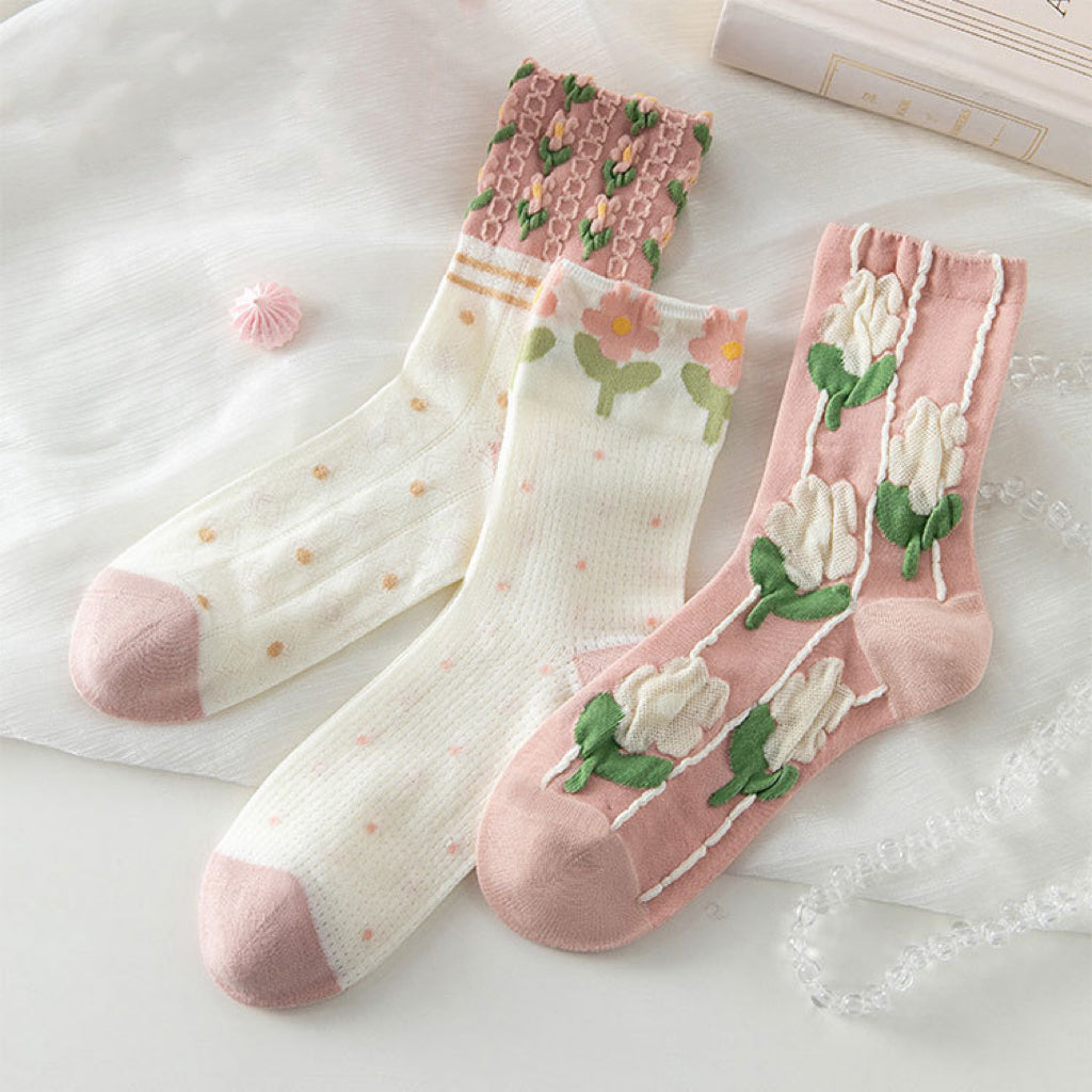 Miss June’s | Set of 3 pairs summer cotton socks| Cute | Patterned | Designed | Women | Gift Idea | Casual | Comfortable