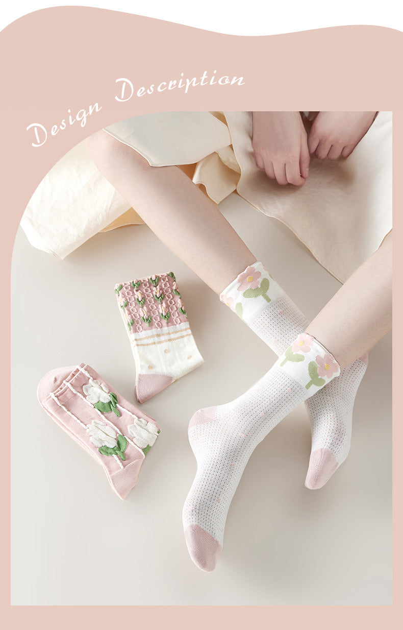 Miss June’s | Set of 3 pairs summer cotton socks| Cute | Patterned | Designed | Women | Gift Idea | Casual | Comfortable