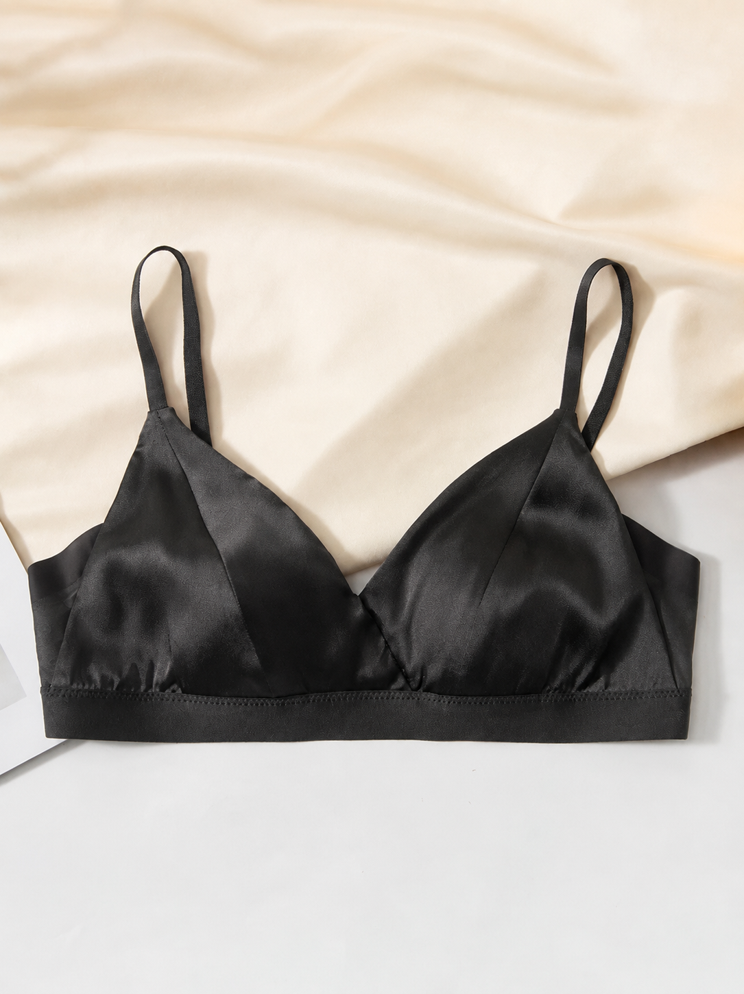 100% Mulberry Silk Bra in deep gray
