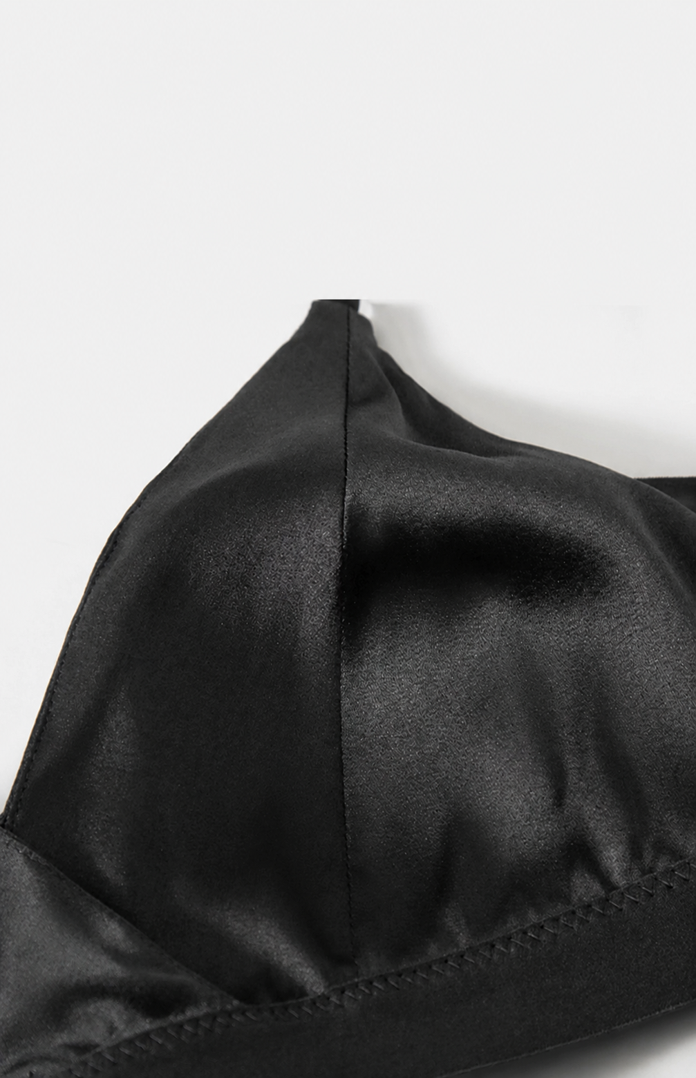 100% Mulberry Silk Bra detail in deep gray