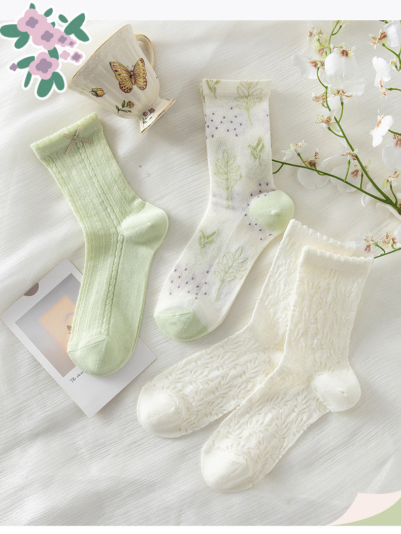 Miss June’s | Set of 3 pairs summer cotton socks| Cute | Patterned | Designed | Women | Gift Idea | Casual | Comfortable