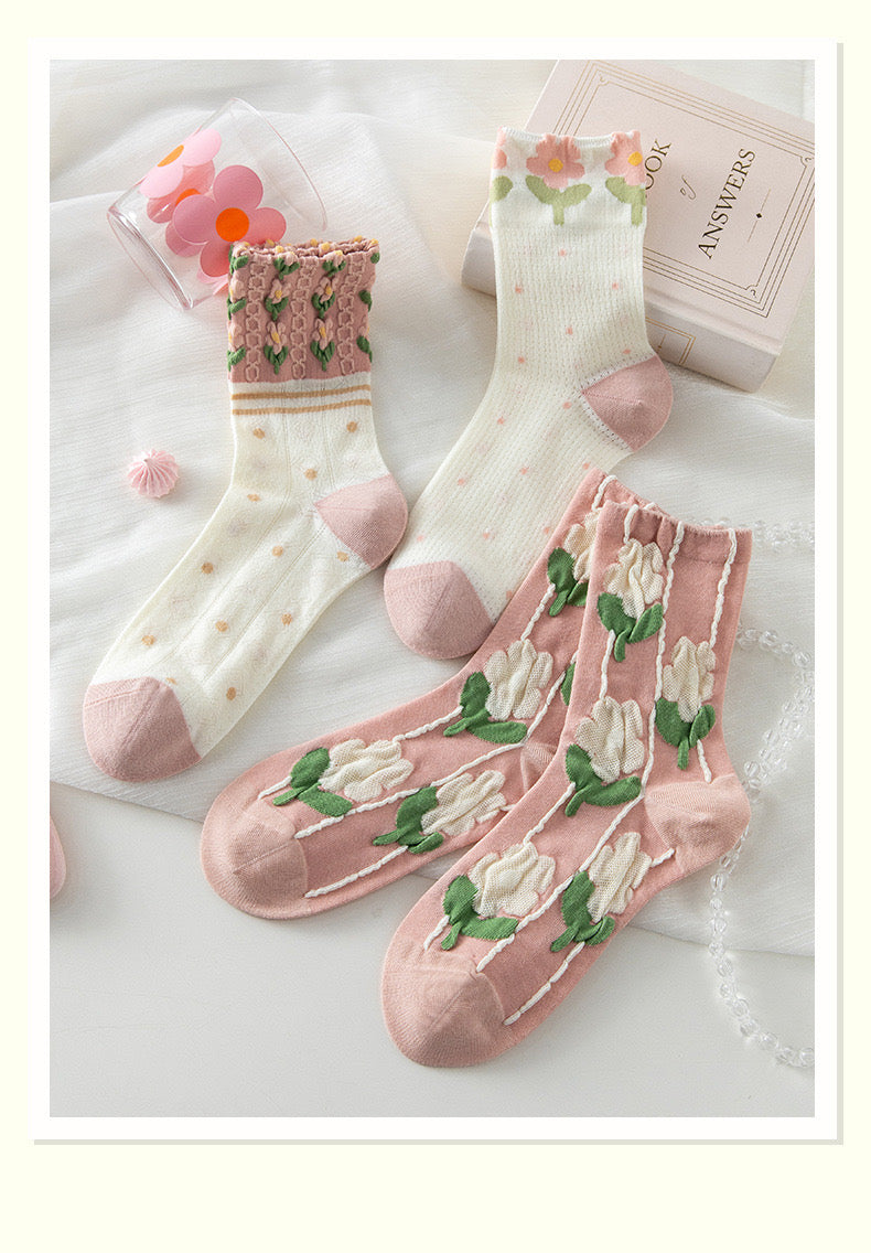 Miss June’s | Set of 3 pairs summer cotton socks| Cute | Patterned | Designed | Women | Gift Idea | Casual | Comfortable