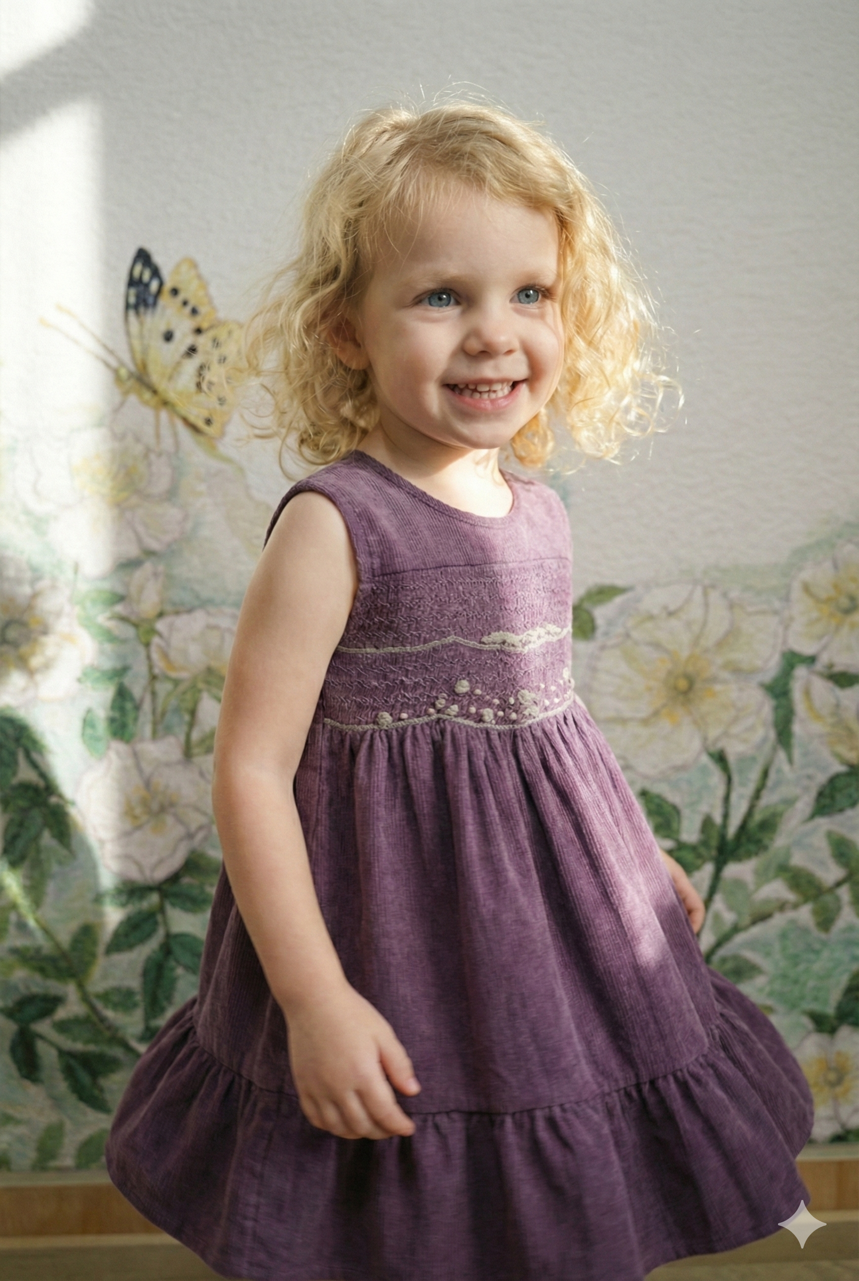 Girls’ Heirloom Smocked Dress with Embroidered Rosebuds & Pearl Details