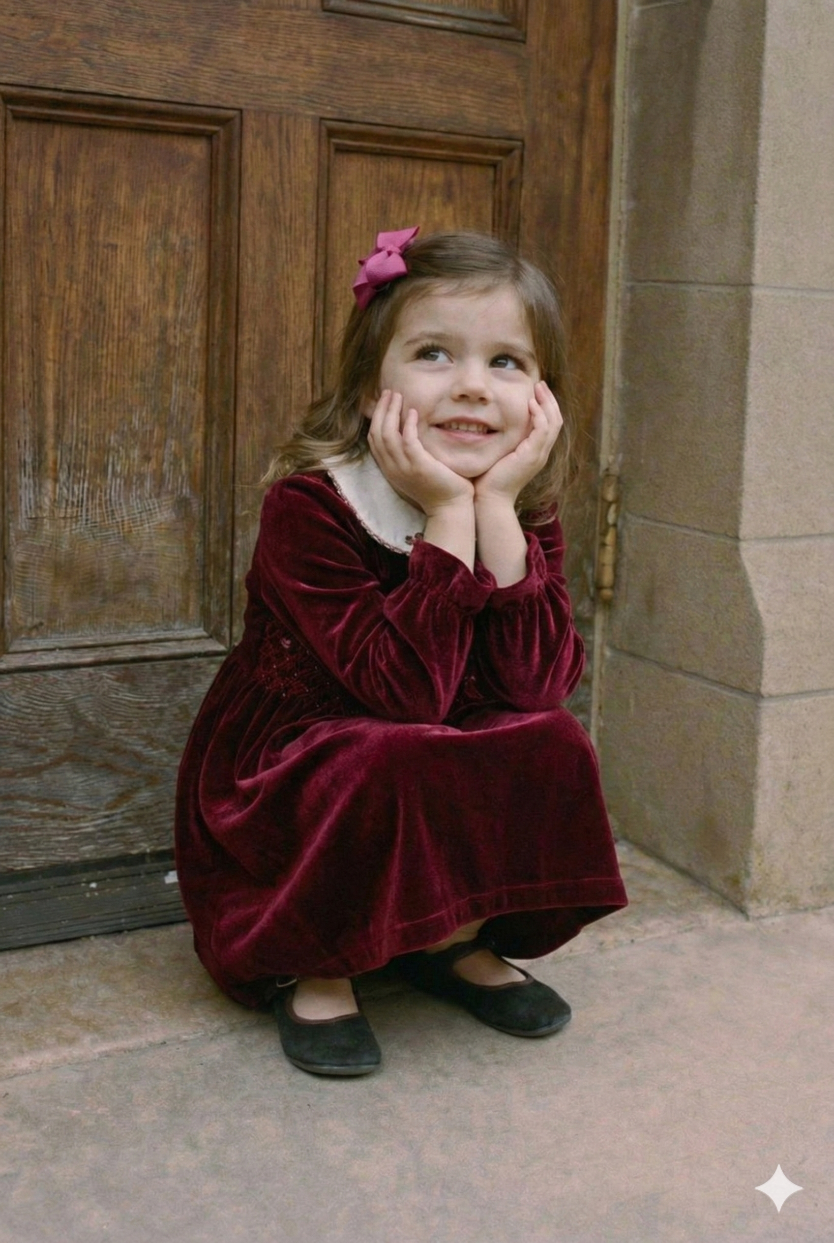 Girls' Royal Velvet-Corduroy Holiday Dress – Hand-Smocked Dress