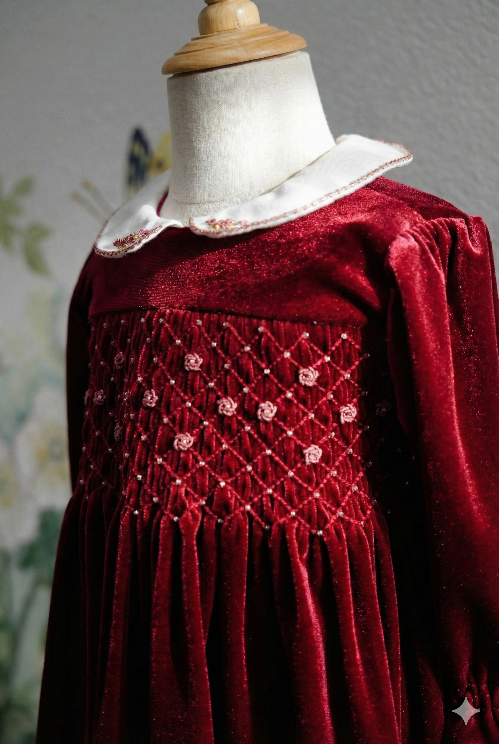 Girls' Royal Velvet-Corduroy Holiday Dress – Hand-Smocked Dress