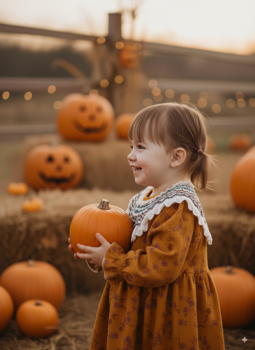Pumpkin Spice Smocked Dress – Hand Embroidered