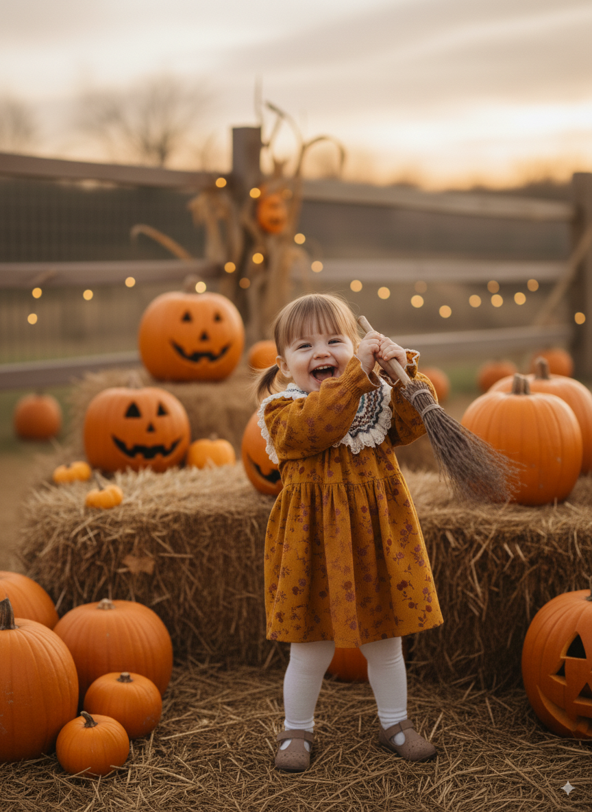Pumpkin Spice Smocked Dress – Hand Embroidered