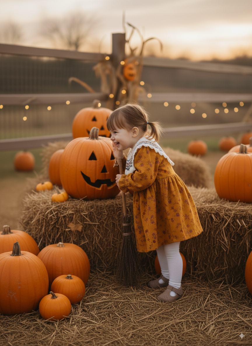 Pumpkin Spice Smocked Dress – Hand Embroidered