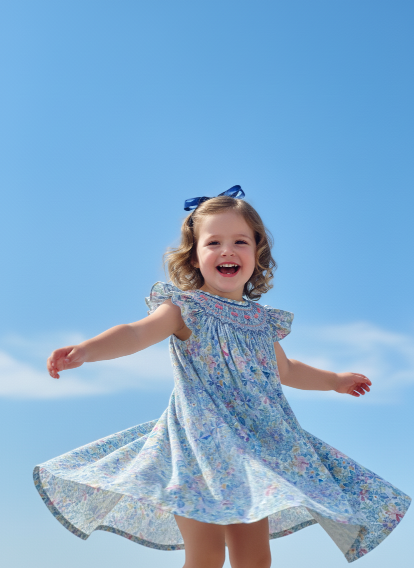 Summer Meadow Smocked Dress – Hand Embroidered