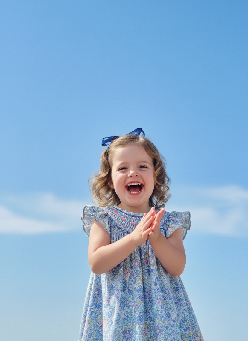 Summer Meadow Smocked Dress – Hand Embroidered