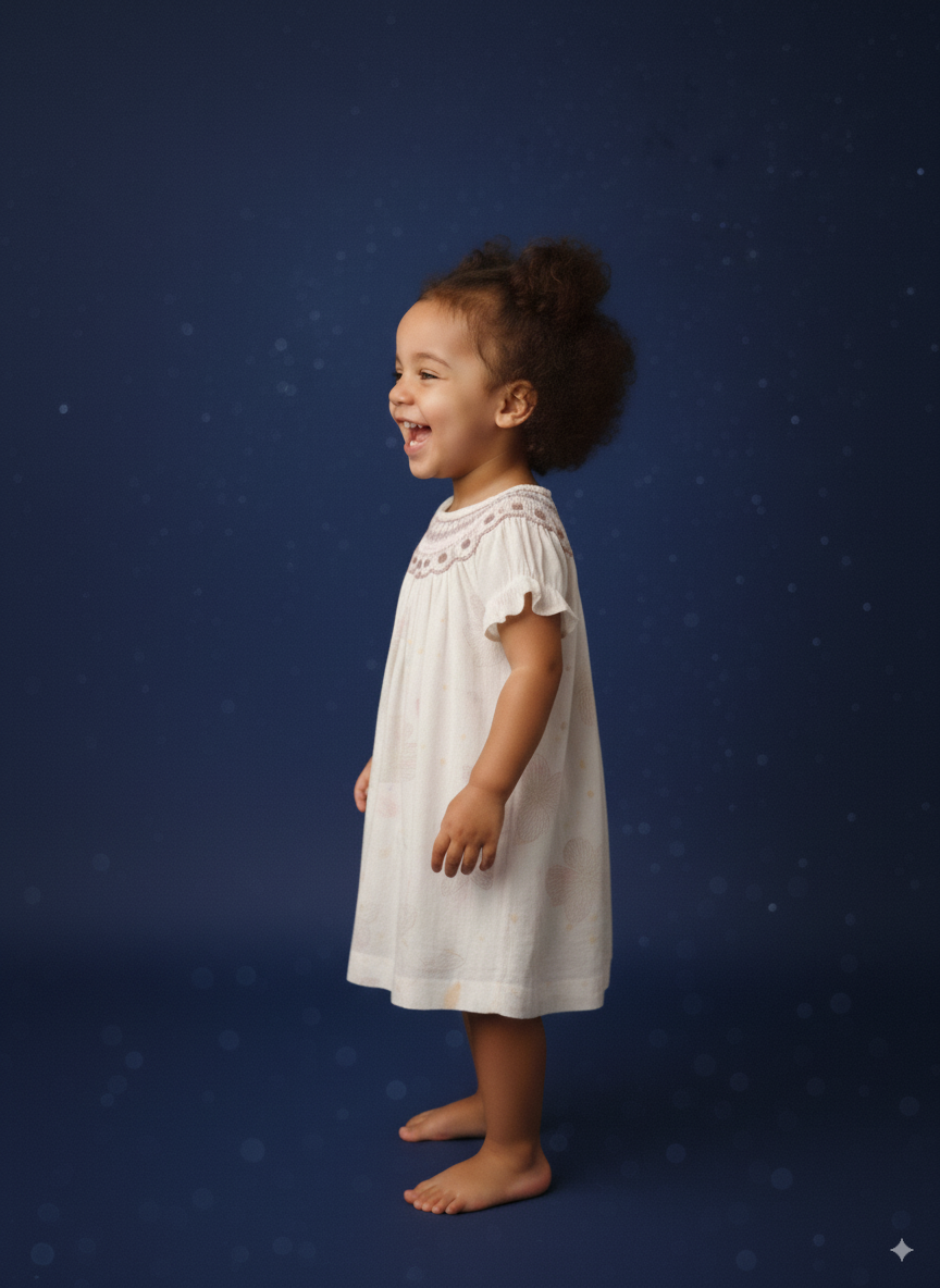Butterfly Whisper Smocked Dress – Hand Embroidered