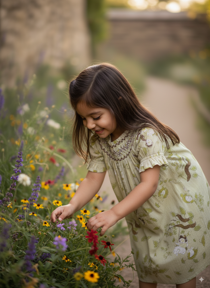 Woodland Tales Smocked Dress – Hand Embroidered