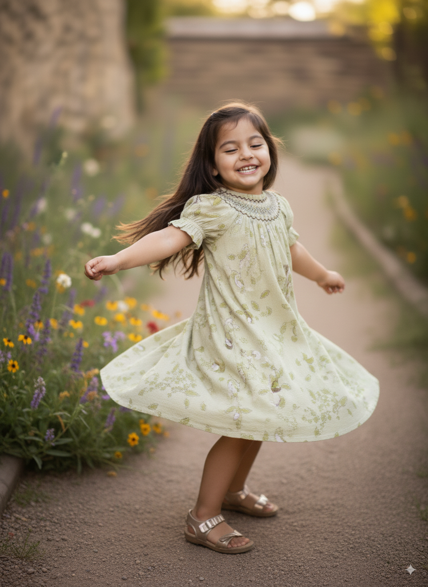 Woodland Tales Smocked Dress – Hand Embroidered