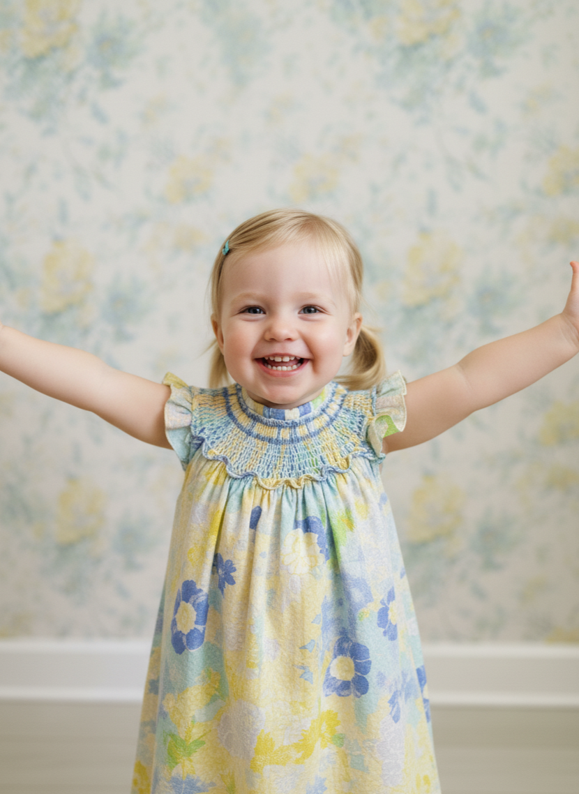 Morning Dew Smocked Dress – Hand Embroidered