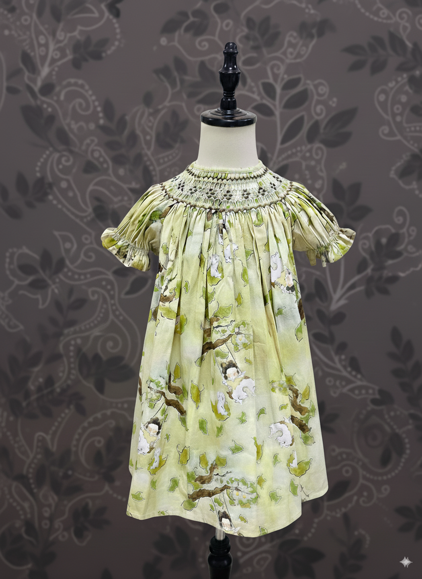 Woodland Tales Smocked Dress – Hand Embroidered