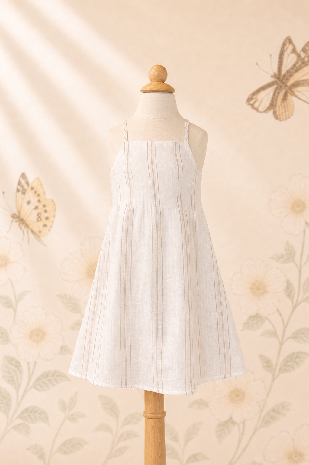 Girl’s striped linen strap dress - image 1