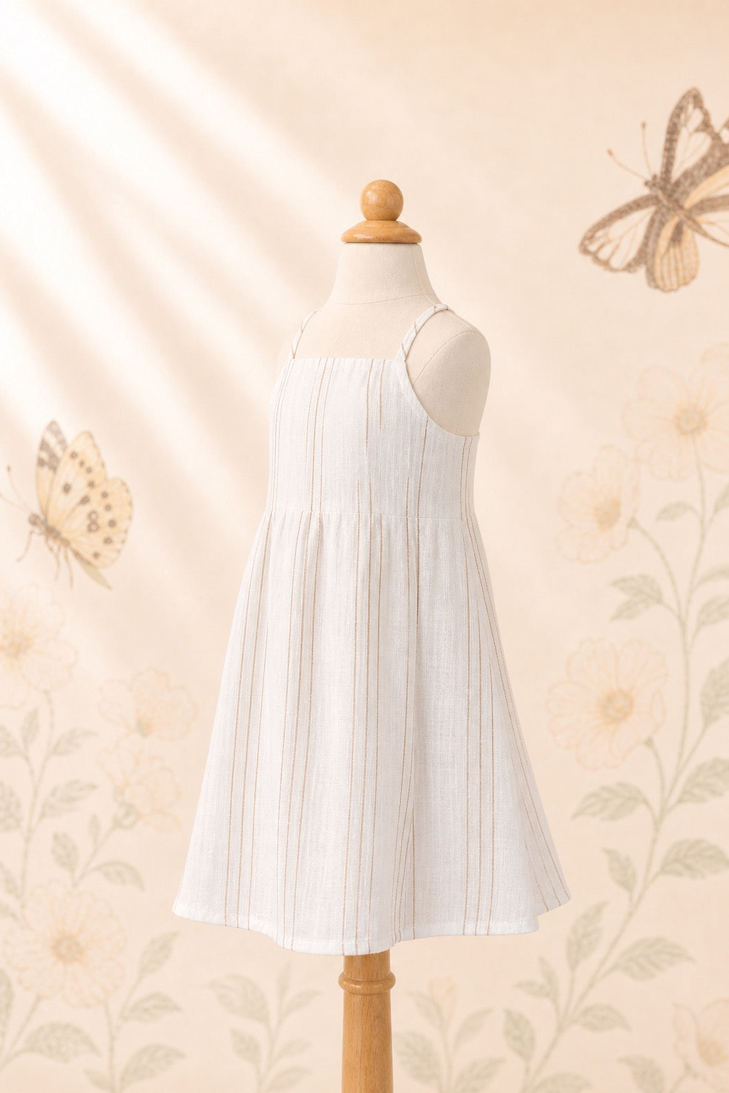 Girl’s striped linen strap dress - image 2