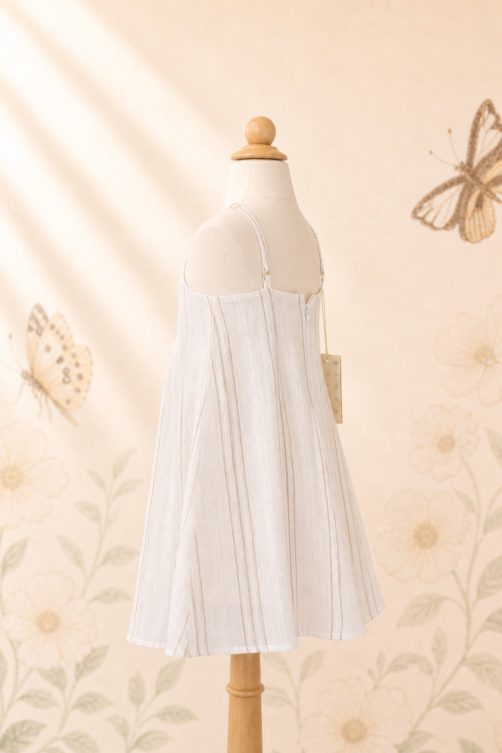 Girl’s striped linen strap dress - image 3