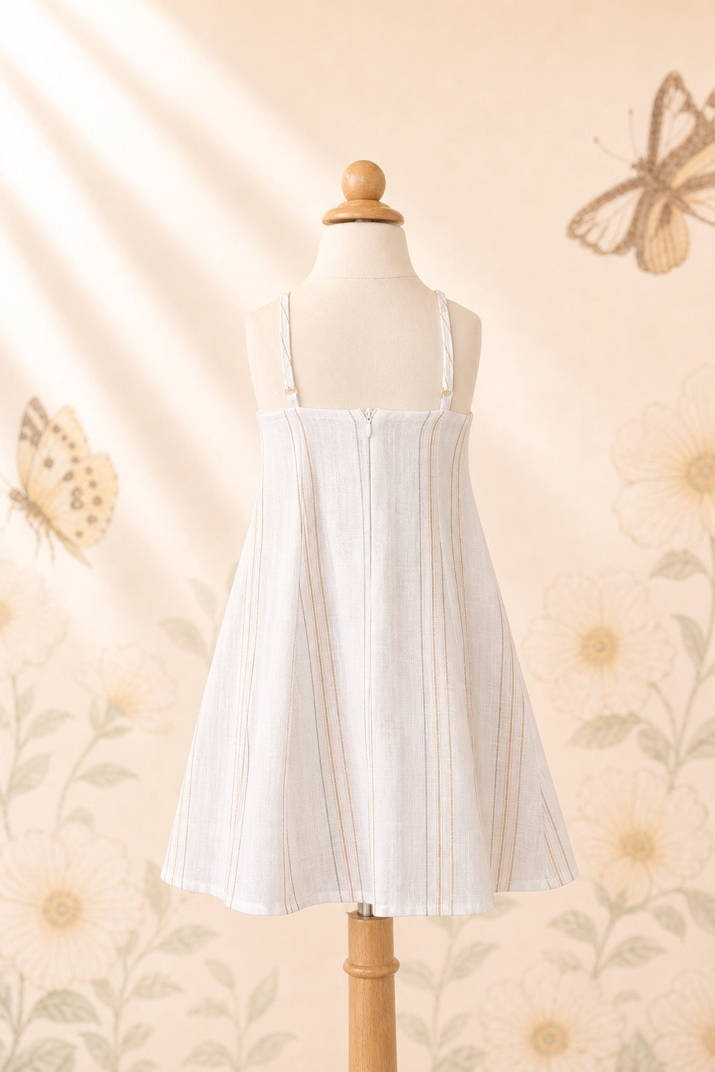 Girl’s striped linen strap dress - image 4