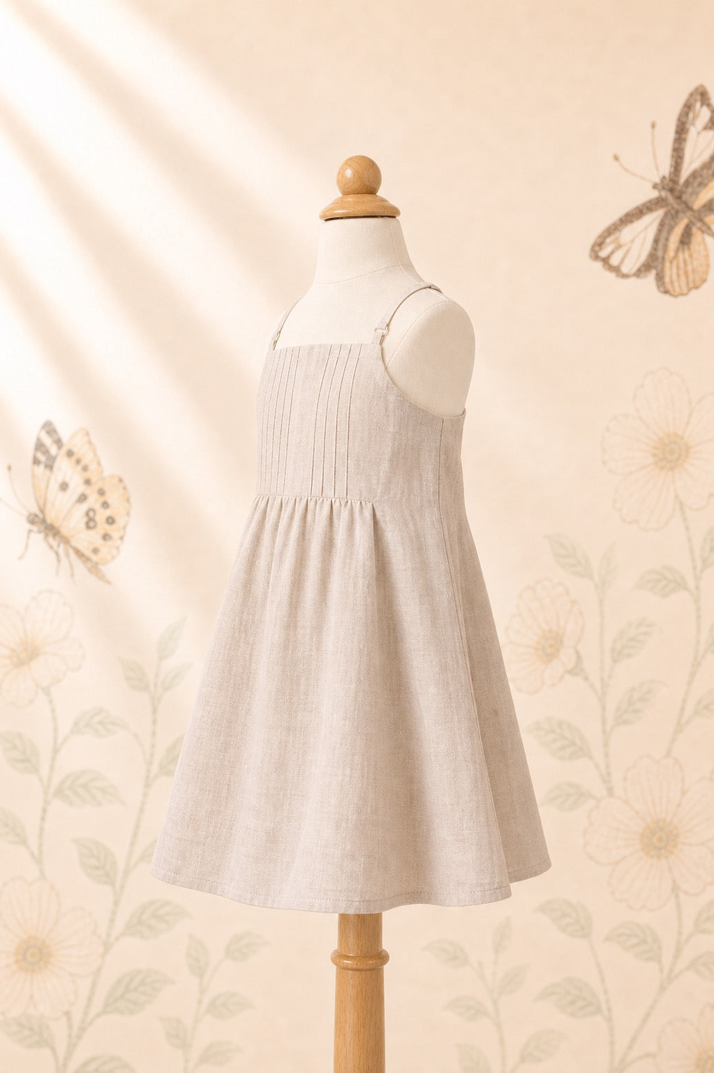 Girl’s beige linen strap dress - image 2