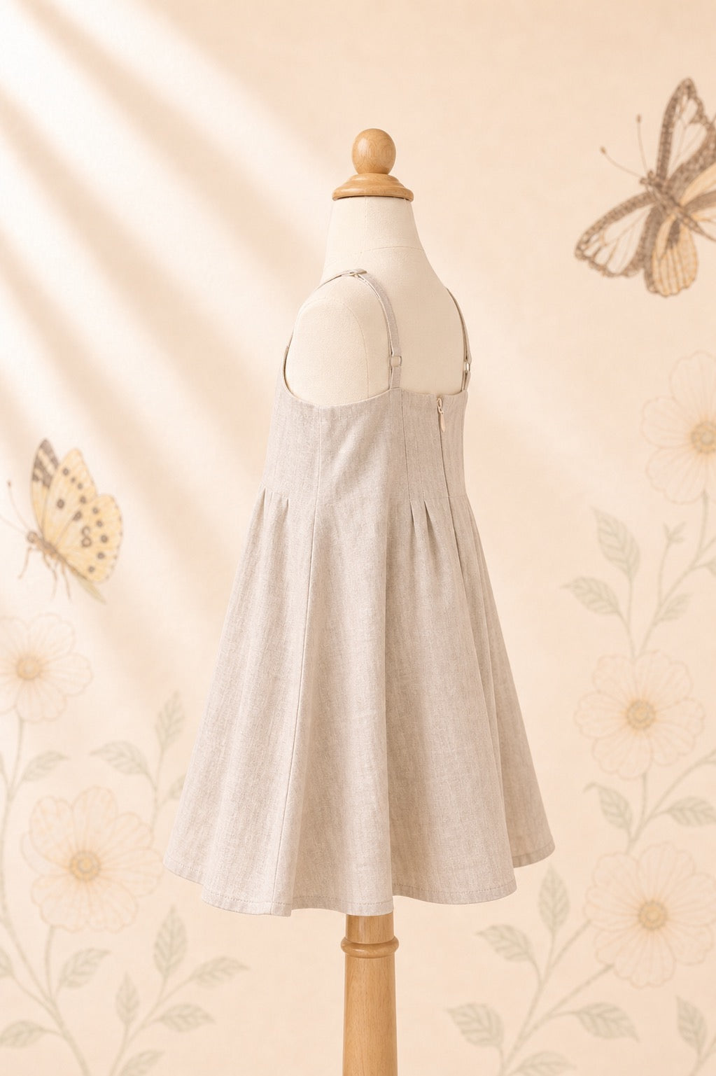 Girl’s beige linen strap dress - image 3