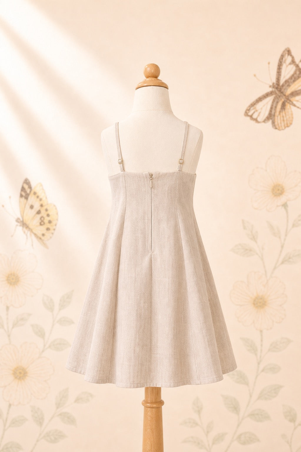 Girl’s beige linen strap dress - image 4