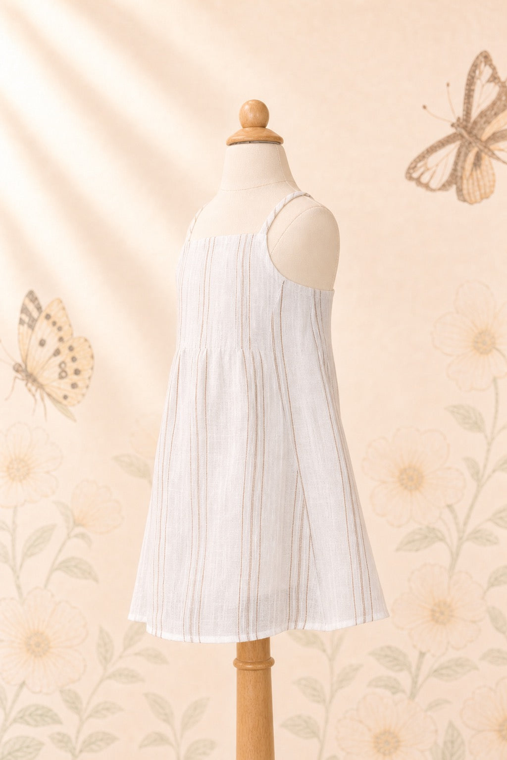 Girl’s striped linen strap dress - image 5