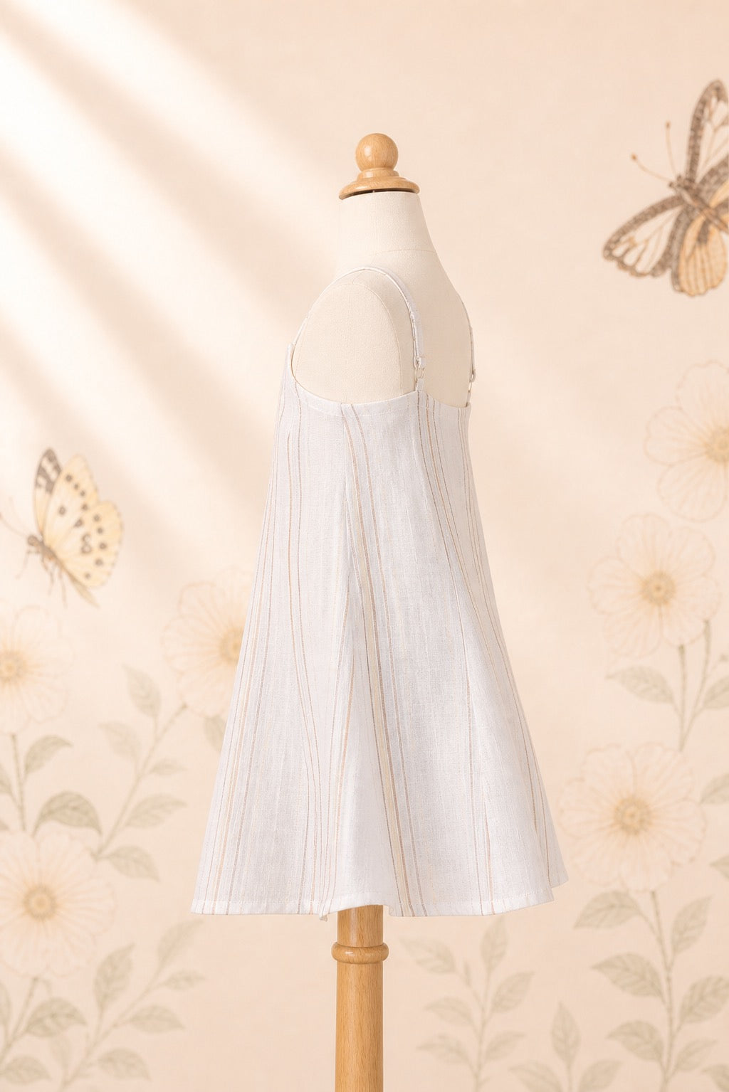 Girl’s striped linen strap dress - image 6